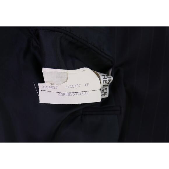 H. Freeman & Son Navy Blue Chalkstripe 2-Btn Wool Suit Hand Tailored 46R - Picture 8 of 9